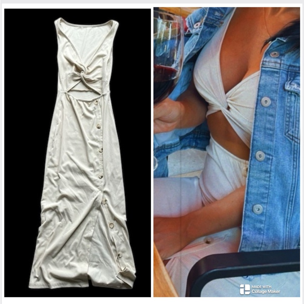 Nude Cutout Knotted Midi Dress size Large